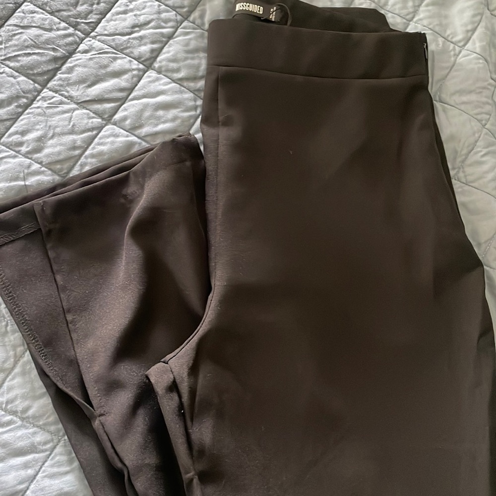 Black Inside Split Hem Slim Leg Pants